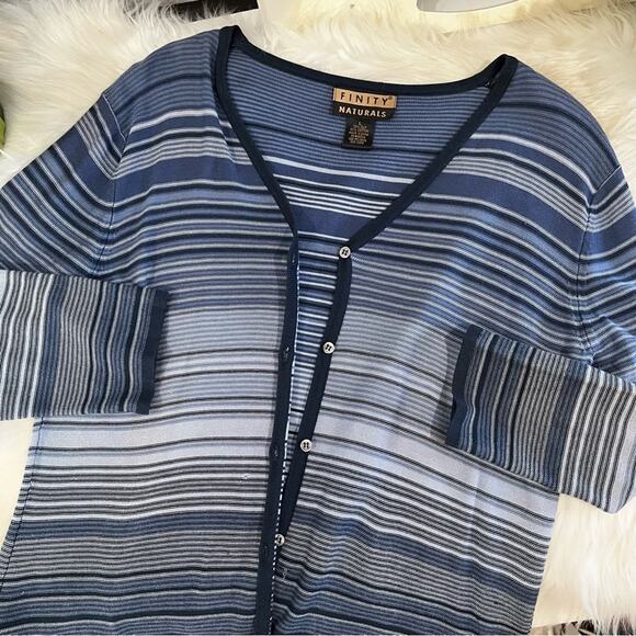 NEW Finity Naturals Silk Striped Multi Tri-Tone Sweater Cardigan Cami Twinset L - Picture 12 of 16